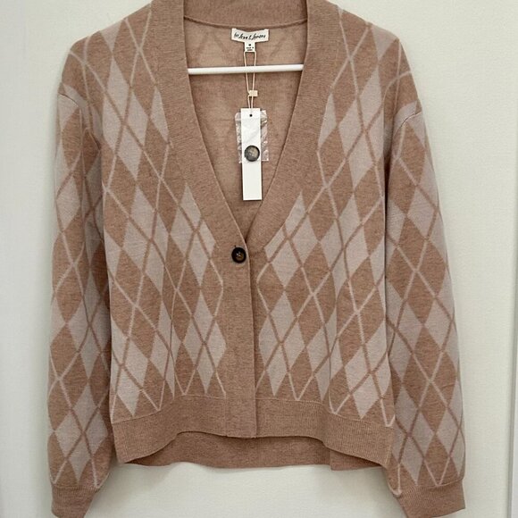 For Love & Lemons Cassidy Argyle Cardigan Size M - Picture 1 of 7